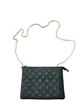 Black Quilted Crossbody Bag Gold Chain Strap Floral Lining Quiet Luxury Classic